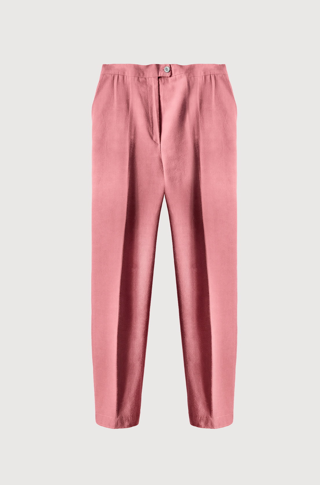 Lniane spodnie w kolorze dusty rose z zakładkami